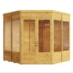 BillyOh Corner Summerhouse Log Cabin 7 x 7 Garden Storage Shed Wooden Summer House Sheds Picton Summerhouses Pressure Treated Available (Spray
