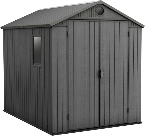 6 x 8 ft Outdoor Garden Storage Shed with Double Doors, Window & Heavy-Duty Floor Panel
