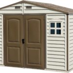 10 x 8 ft Outdoor Plastic Garden Storage Shed with Double Doors, Windows & Metal Foundation Kit