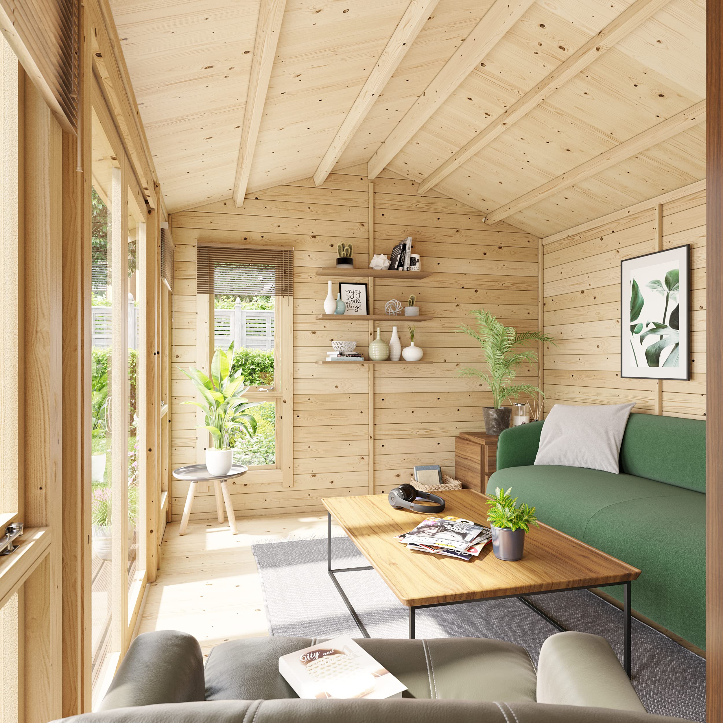 BillyOh Darcy 12x10 Log Cabin Summer House Shed with 19mm Wall Logs Thickness, Modern Apex Roof, Pressure Treated Wood & Shatterproof Windows - Image 4