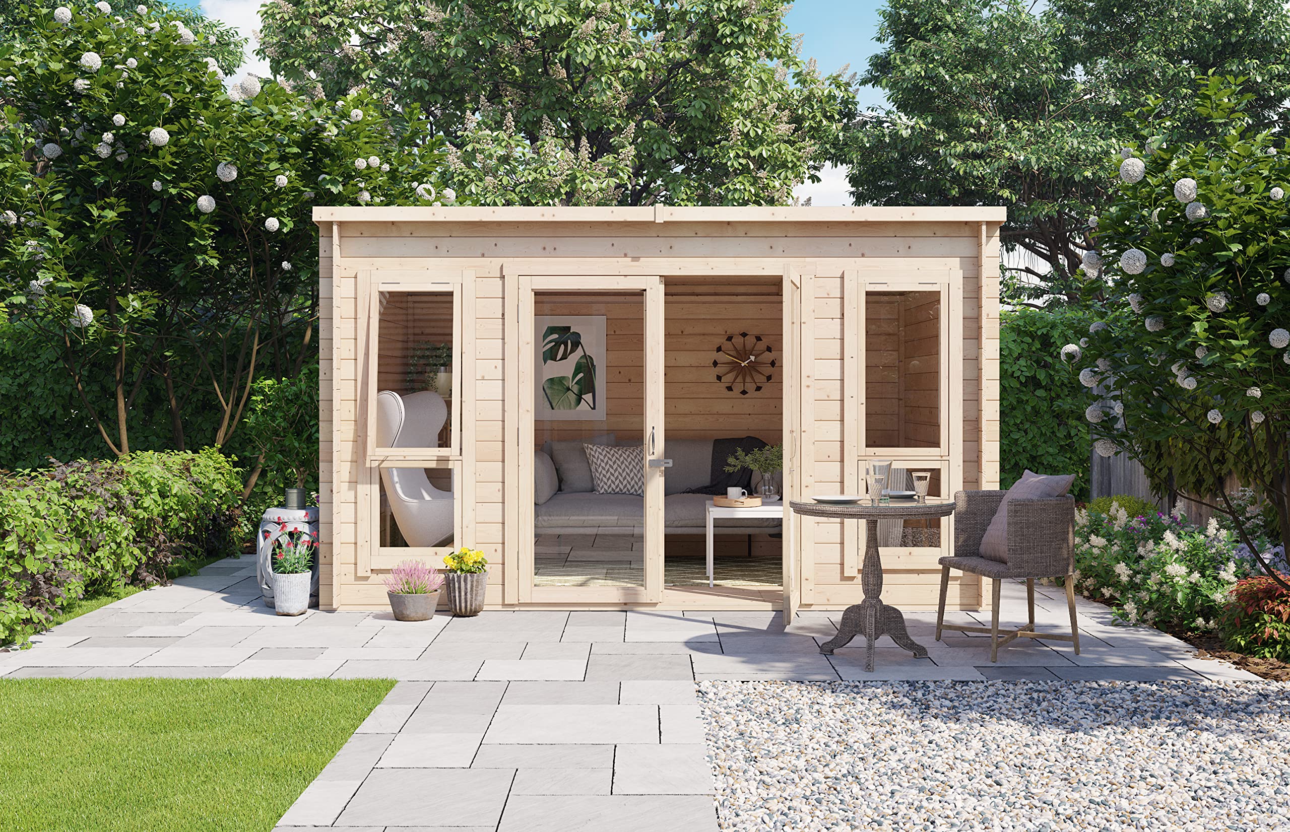 BillyOh Log Cabin Summerhouse Garden Office Studio Summer House Modern Pent Carmen Outdoor Room (Pressure Treated, 12 x 8) - Image 4