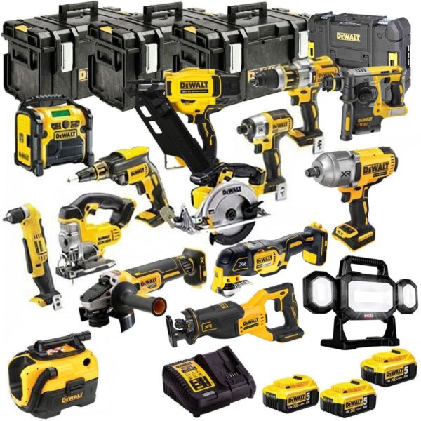 18V XR 15 Piece Jumbo Tool Kit 3 x 5.0Ah Battery Charger & Case T4TKIT-651
